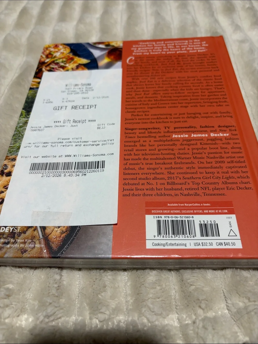 Williams Sonoma Just Eat Cookbook - Red & White Cover with Yellow Accent